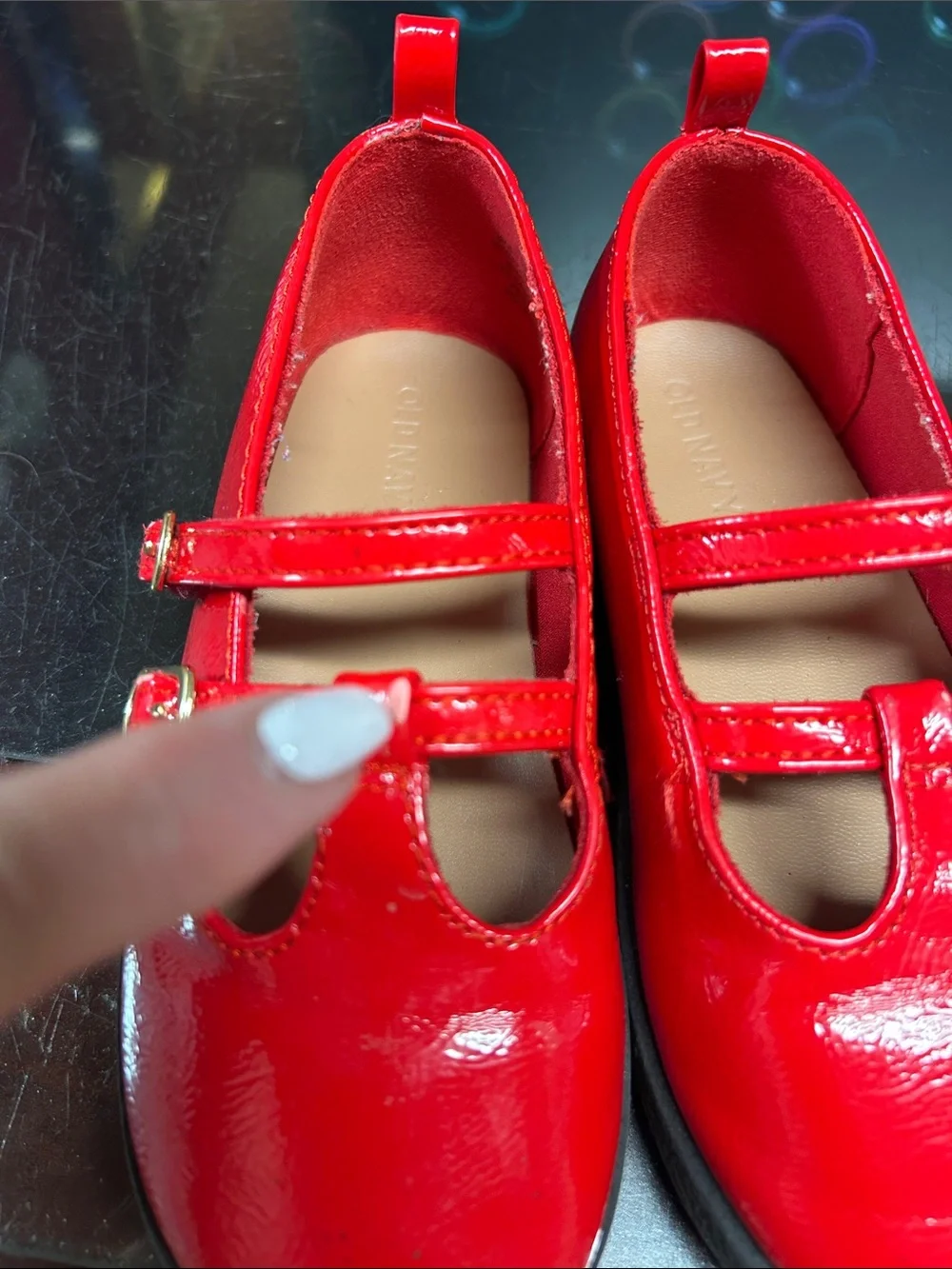 Old Navy Red Patent Double-Strap Mary Jane Flats size 10.5